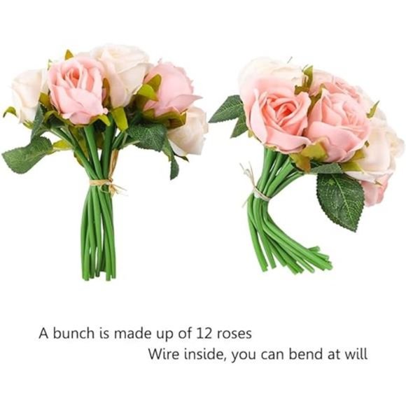 24Heads Artificial Rose Flowers Bouquet Silk Flower Roses with Stems Home Bridal - Picture 3 of 6